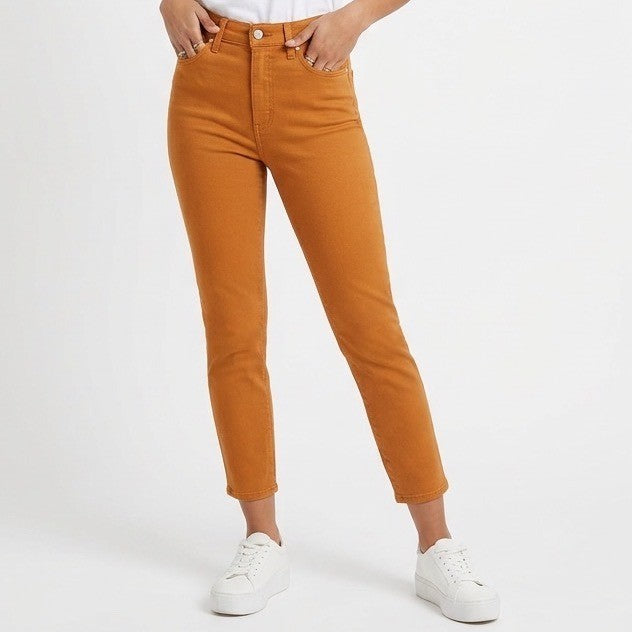 7 For All Mankind Skinny Jeans Womens 27 Orange Dark Wash Denim Cotton Casual