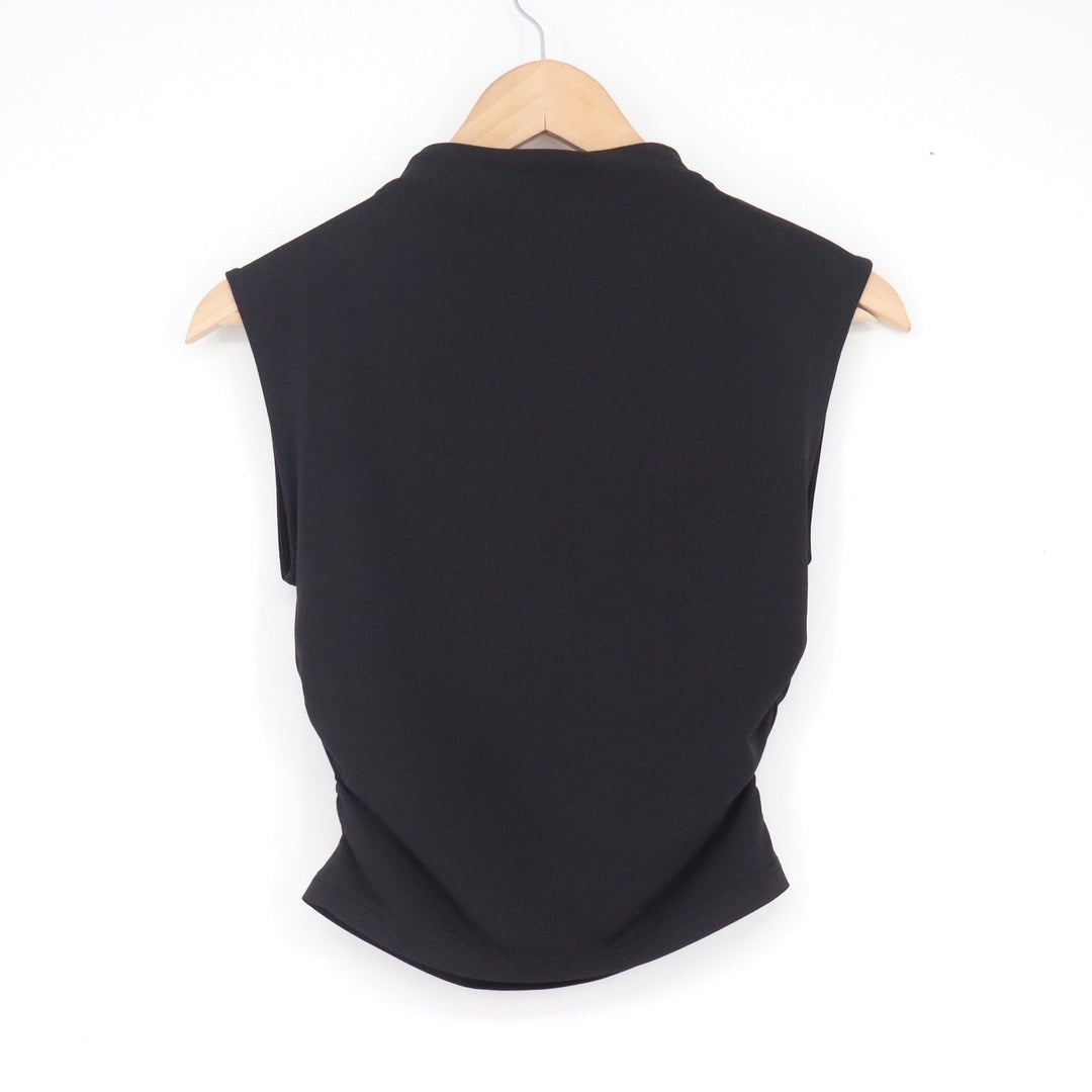 HM Womens Mock Neck Sleeveless Top Black Stretch Slim Fit Size S