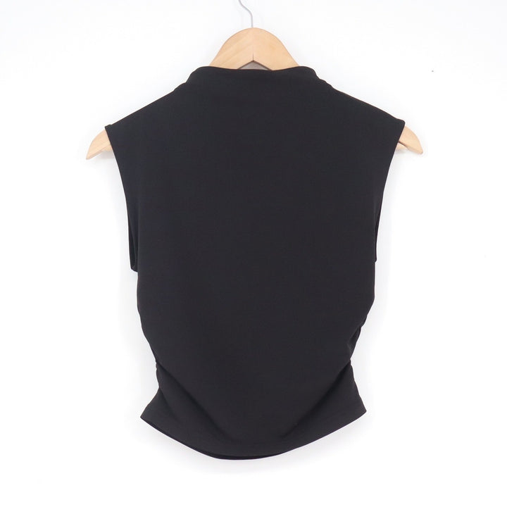 HM Womens Mock Neck Sleeveless Top Black Stretch Slim Fit Size S