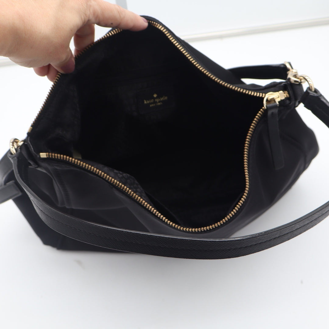 Kate Spade Black Nylon Hobo Shoulder Bag Gold Hardware