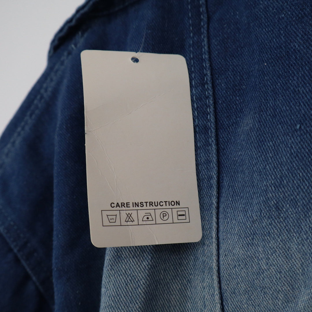 Fashion%Classic Blue Denim Blazer Jacket Faded Medium Wash 3XL