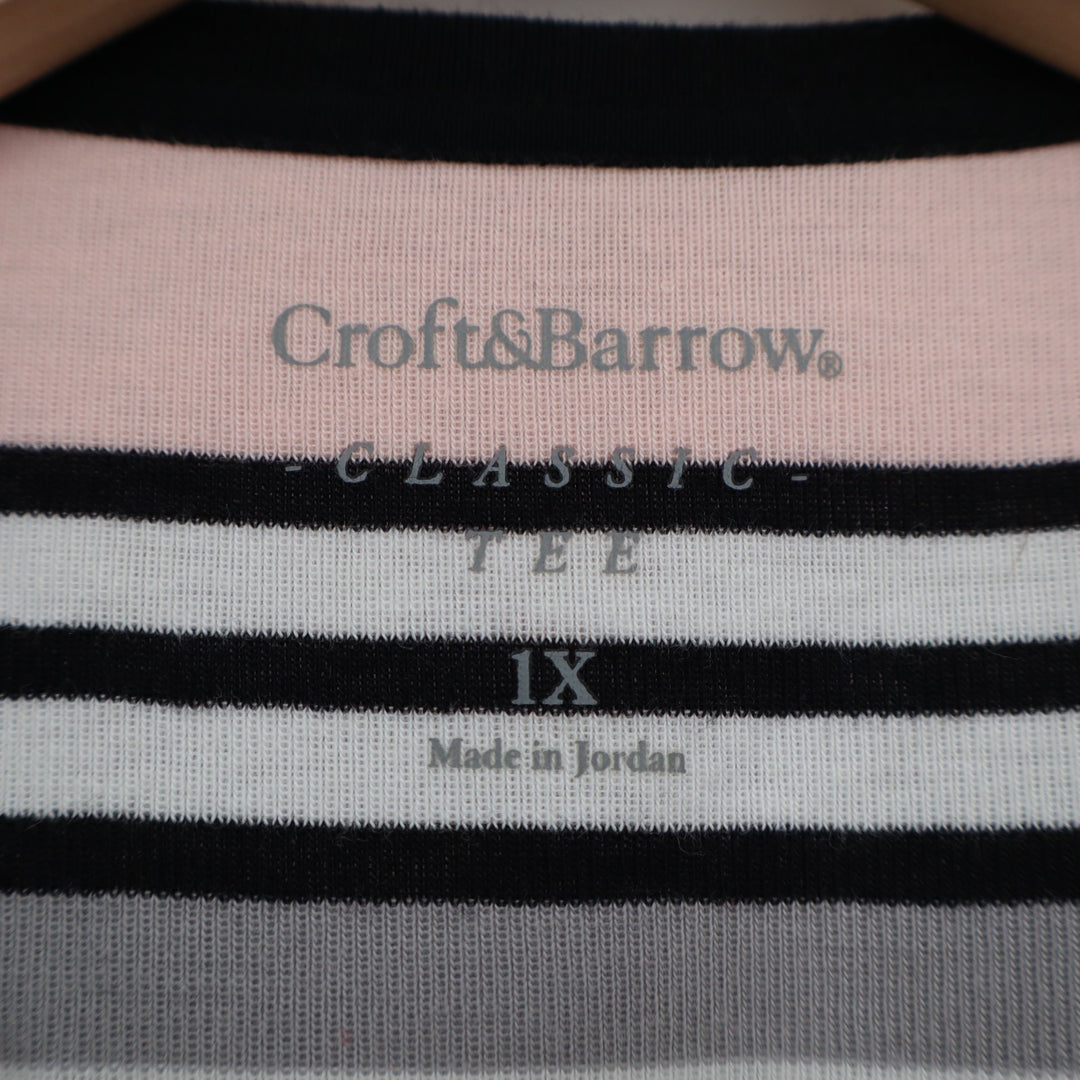 Croft & Barrow Classic Tee Shirt Womens Plus 1X Multicolor Horizontal Striped