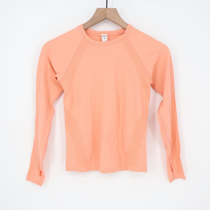DSG Girls Seamless Long Sleeve Training Top Peach Coral Thumbholes Size M 10-12