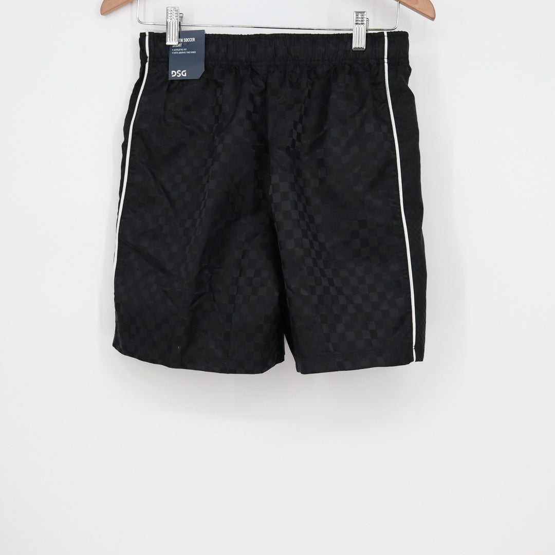 DSG Boys XL 18 Woven Soccer Shorts Pure Black Checkerboard
