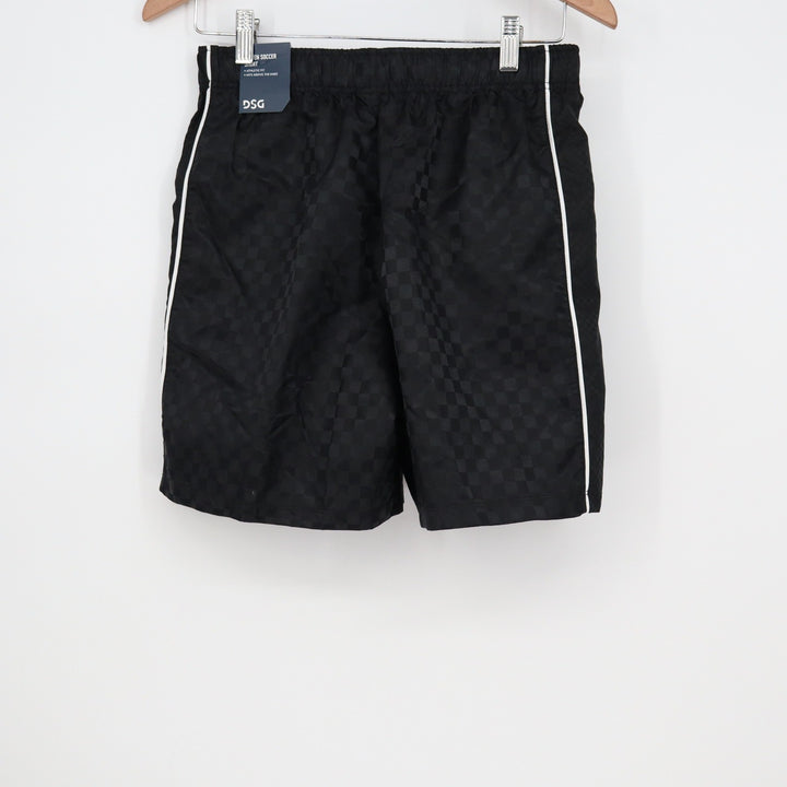 DSG Boys XL 18 Woven Soccer Shorts Pure Black Checkerboard