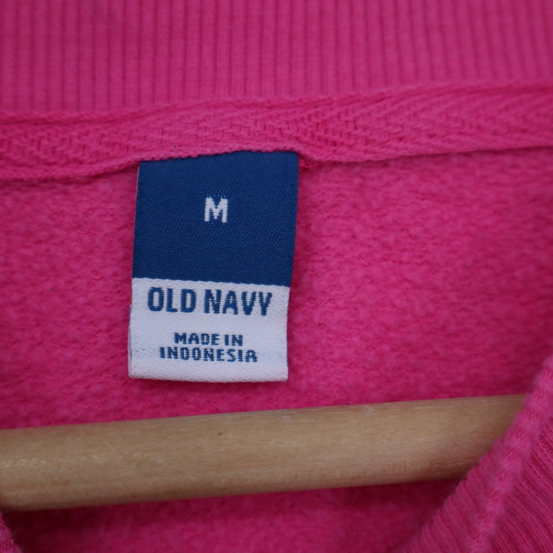 Old Navy Womens Hot Pink Cropped Sweatshirt Relaxed Crew Neck Fleece Medium
