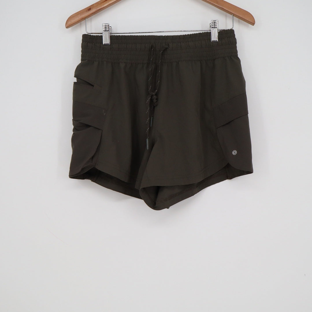 Layer 8 Womens Qwick-Dry Athletic Cargo Shorts Olive Green Size S