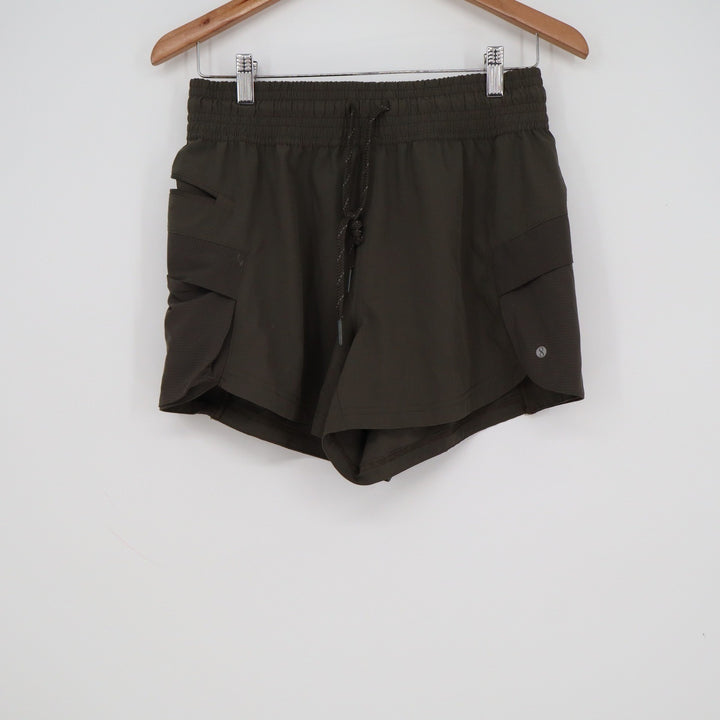 Layer 8 Womens Qwick-Dry Athletic Cargo Shorts Olive Green Size S