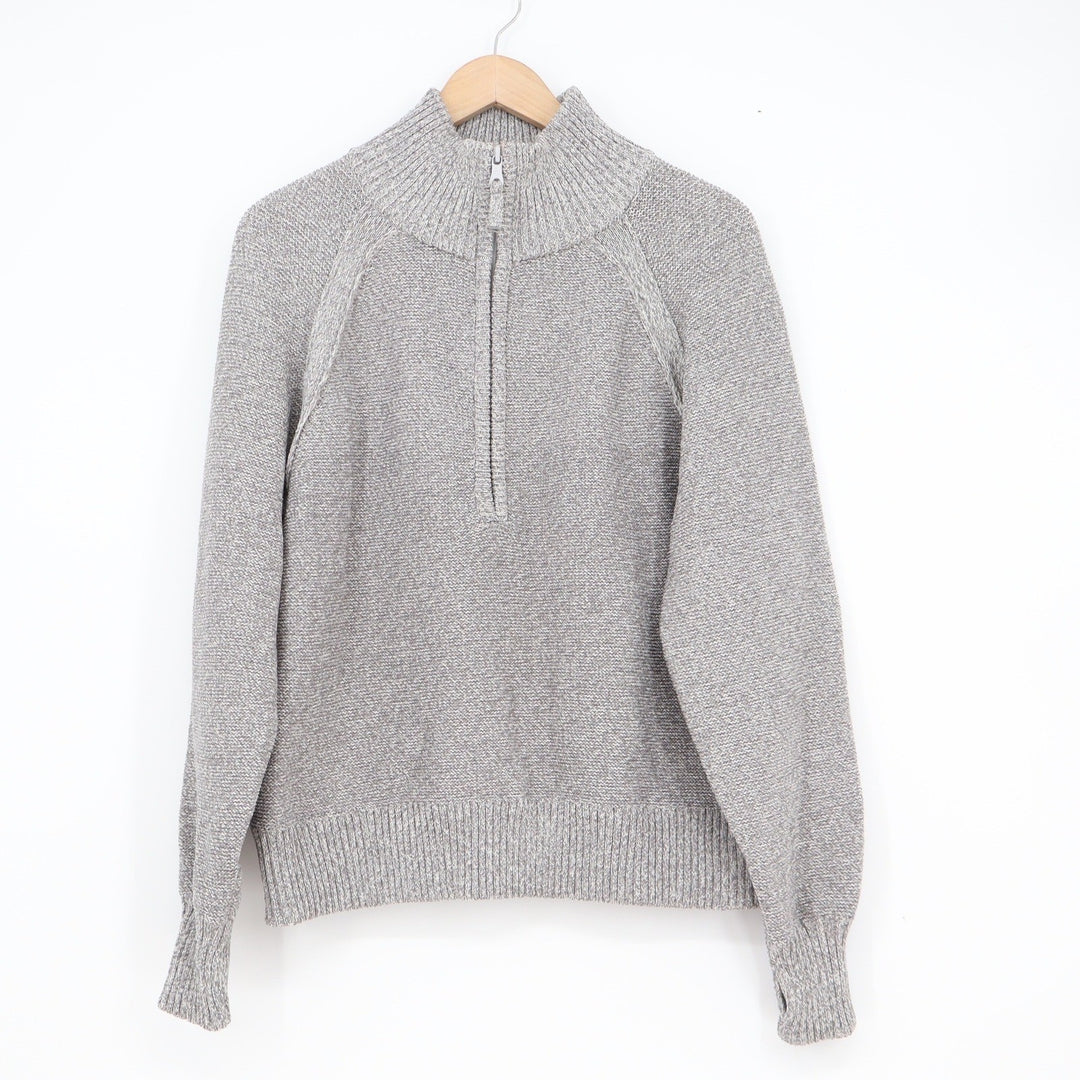 OFFLINE by Aerie Womens XS Grey Marled Quarter Zip Pullover Sweater Thumbholes