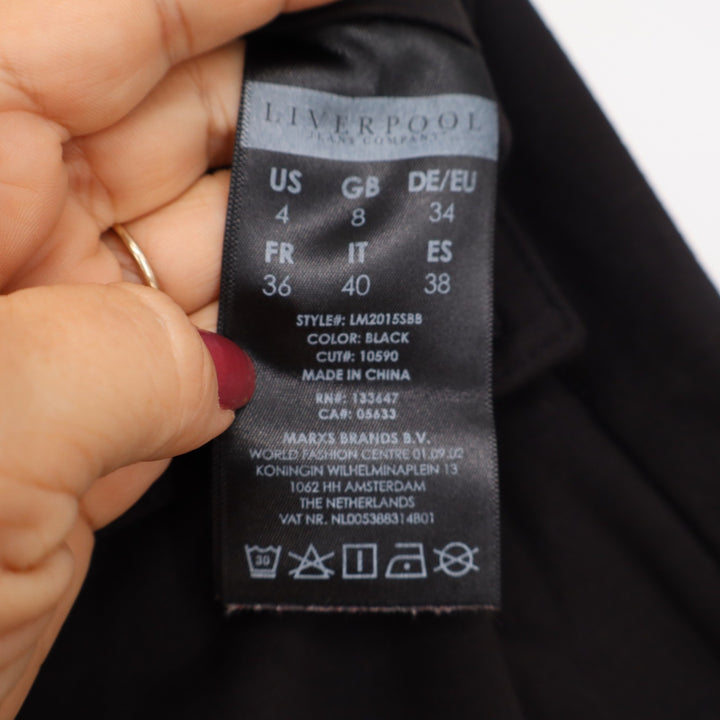 Liverpool Pants Womens 4 Black Skinny Mid-Rise Stretch Excellent