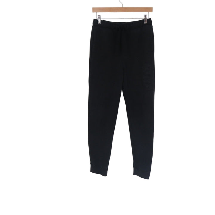 Puma Boys Black Fleece Joggers Tapered Sweatpants Embossed Logo Size L 14/16