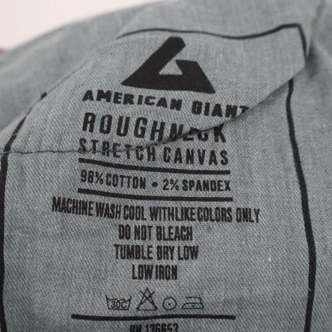 American Giant Roughneck Jeans Mens 32X30 Teal Canvas Cotton Stretch Skinny Leg