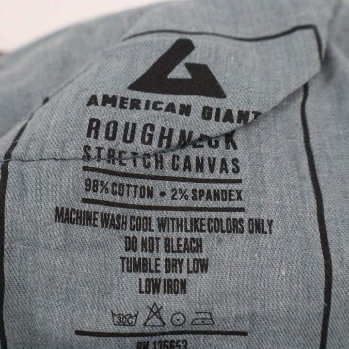 American Giant Roughneck Jeans Mens 32X30 Teal Canvas Cotton Stretch Skinny Leg