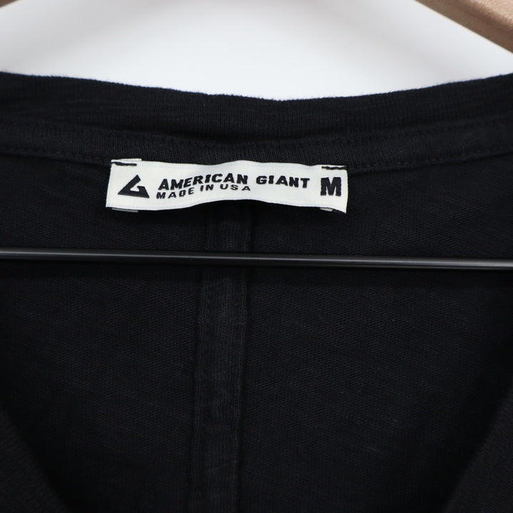 American Giant Mens Black Long Sleeve V Neck Cotton T Shirt Size M