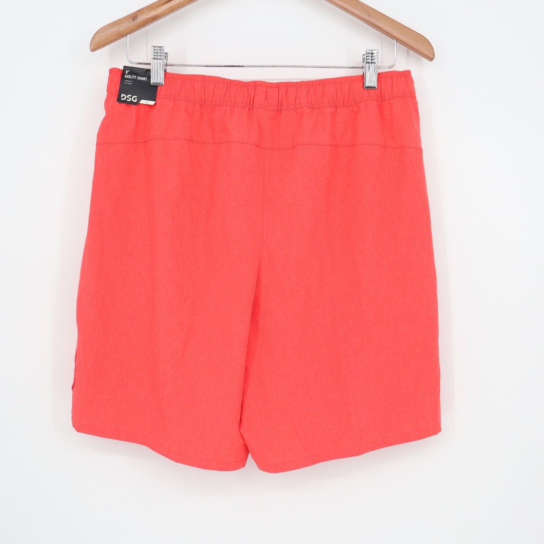 DSG Mens 8 Inch Agility Short Cabana Coral Heather Orange Pink Size M New