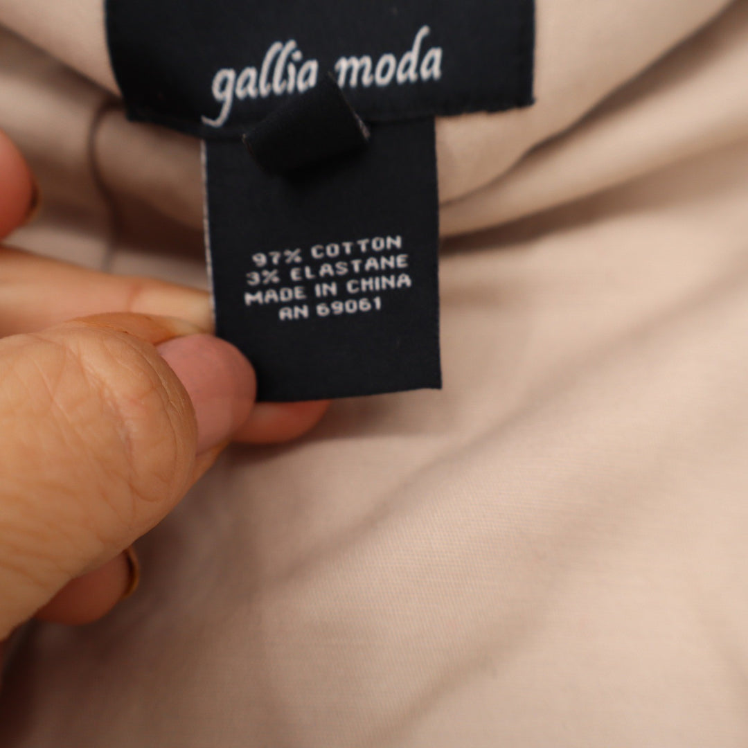 Gallia Moda Womens Beige Stretch Cotton Side Zip Cropped Trousers Pants Size 10