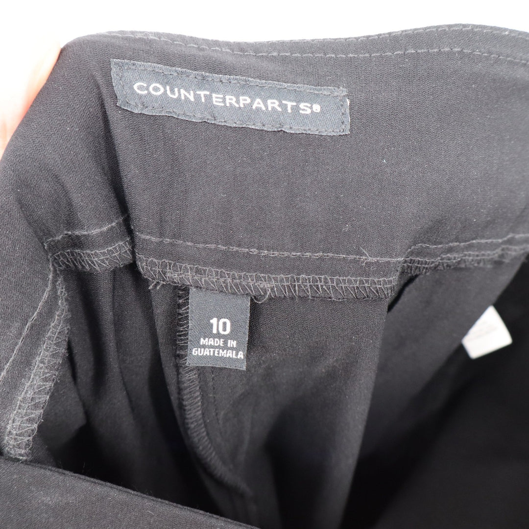 Counterparts Womens Black Pull On Ankle Pants Studded Lattice Hem Size 10