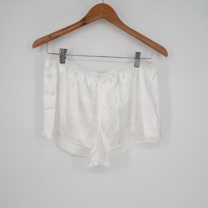 Linea Donatella Bride Satin Intimates Sleep Shorts Womens M White Elastic Waist