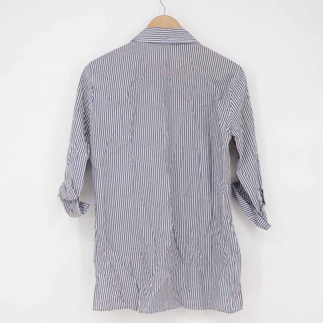 Modavanti Button Down Womens S Striped Floral Hummingbird Blue White Fair