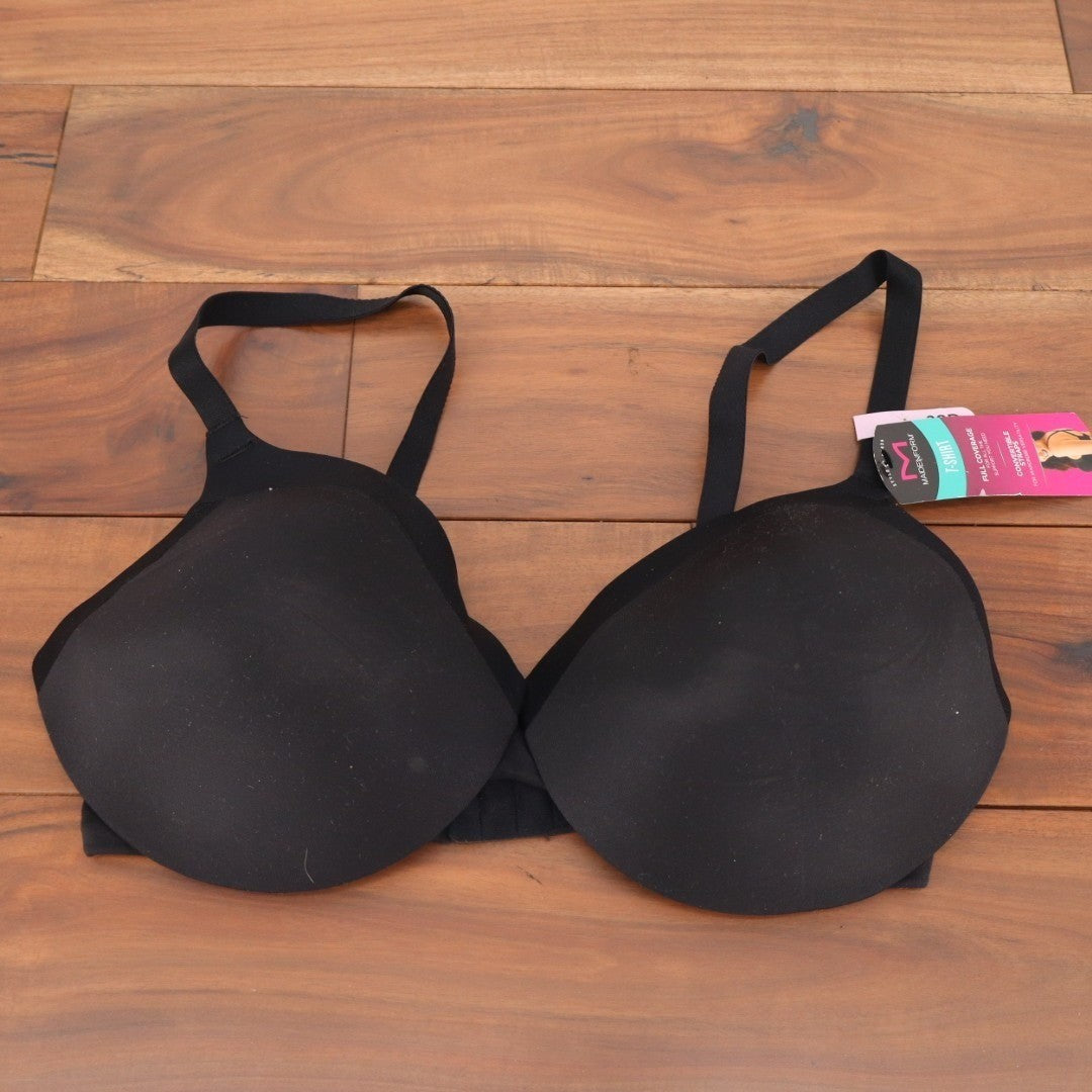 Maidenform Underwire T Shirt Bra Women 38D Black Full Coverage Convertible Strap