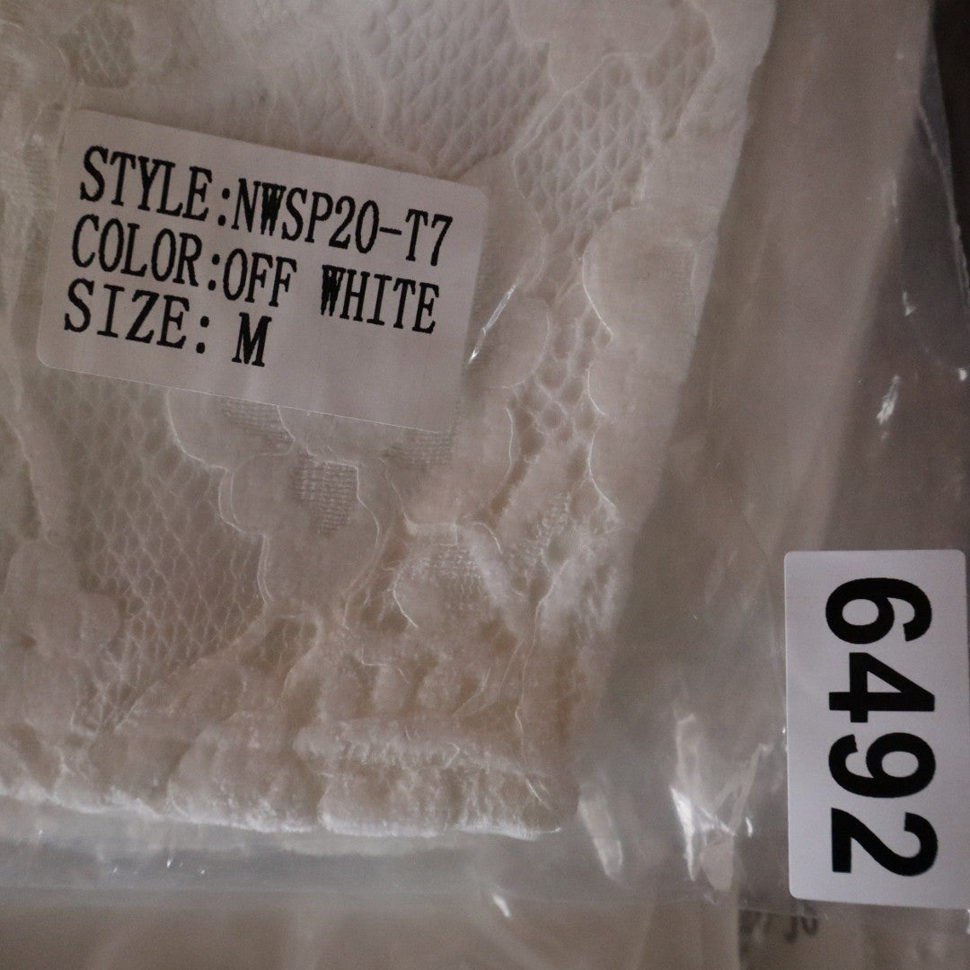 Naked Wardrobe Off White Lace Bustier Crop Top Sweetheart Strapless Corset M