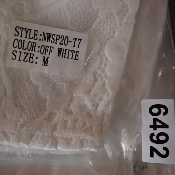 Naked Wardrobe Off White Lace Bustier Crop Top Sweetheart Strapless Corset M