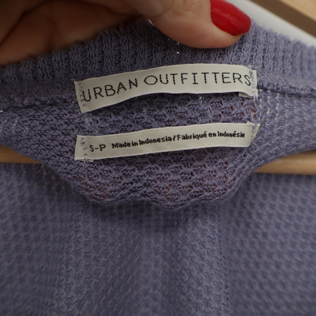 Urban Outfitters Lavender Purple Waffle Knit Cropped Cardigan Sweater Small S-P