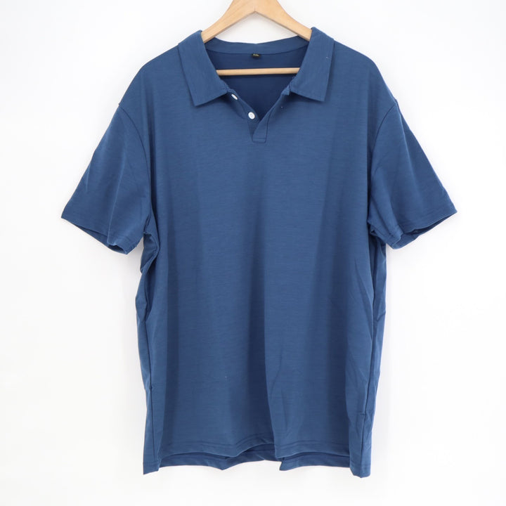 Polo Shirt Mens 2XL Blue Short Sleeve Spread Collar Golf Tennis Performance