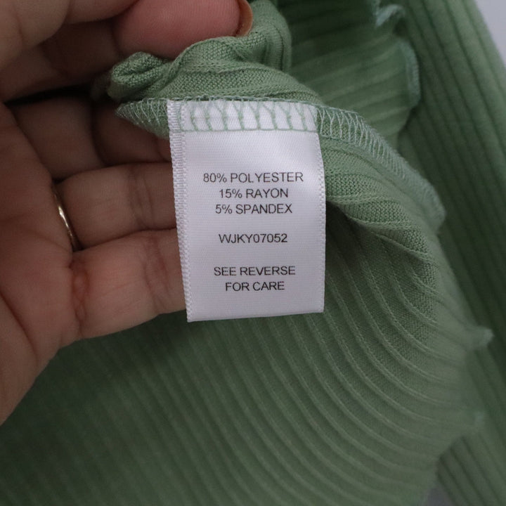 Lost + Wander Algea Sage Green Ribbed V-Neck Button Front Cardigan L