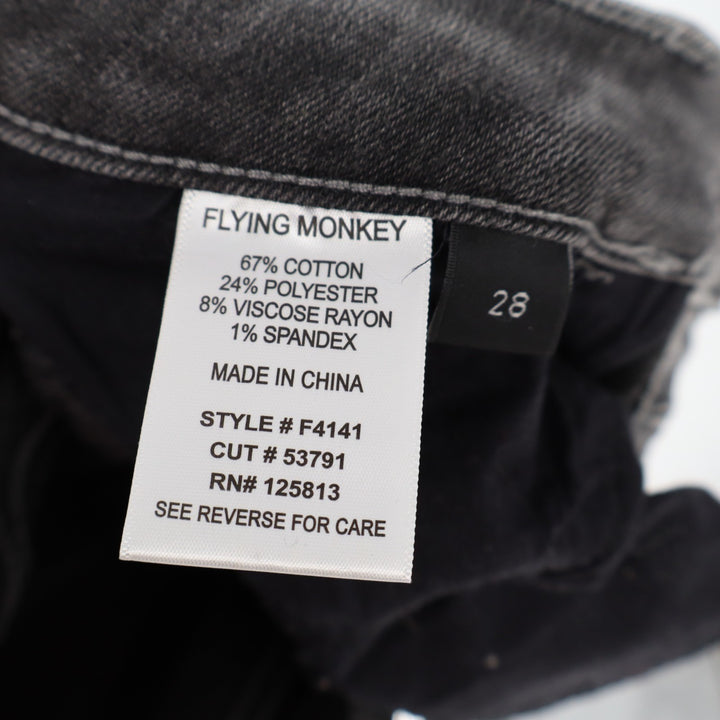Flying Monkey Jeans Women's 28 Gray Denim Cotton Stretch Raw Hem Ankle Slit