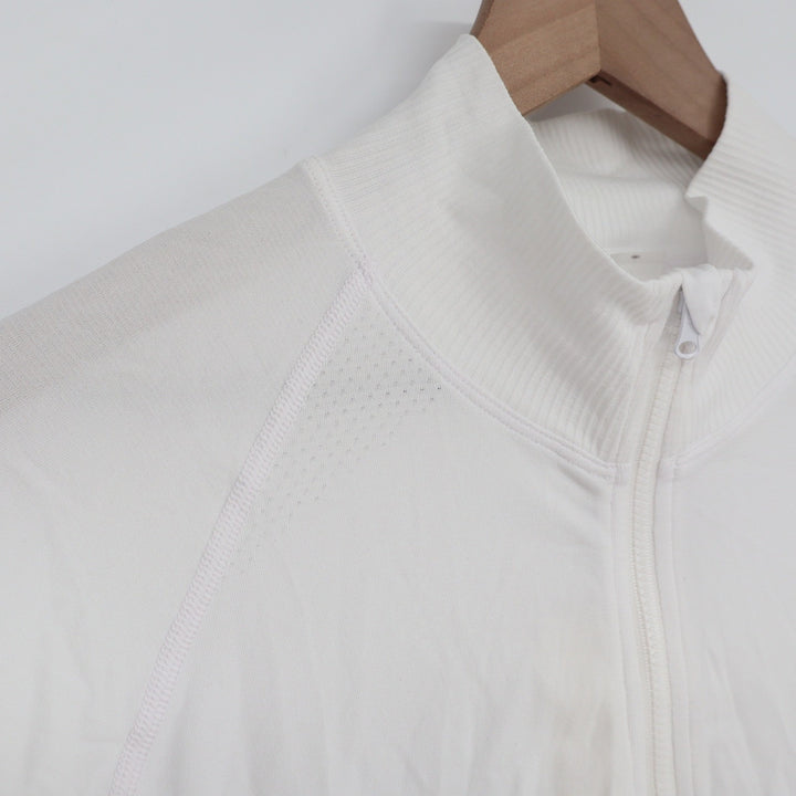 CALIA Womens Seamless LS Quarter Zip Pure White UPF 50+ Top Large