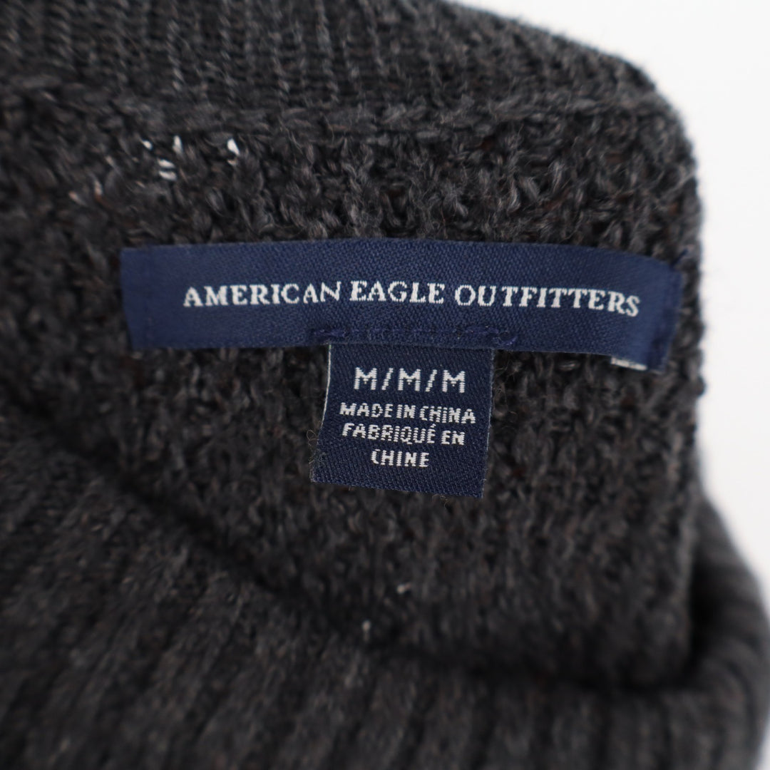 American Eagle Outfitters Sweater Women Medium Gray Ribbed Knit Mock Neck Winter