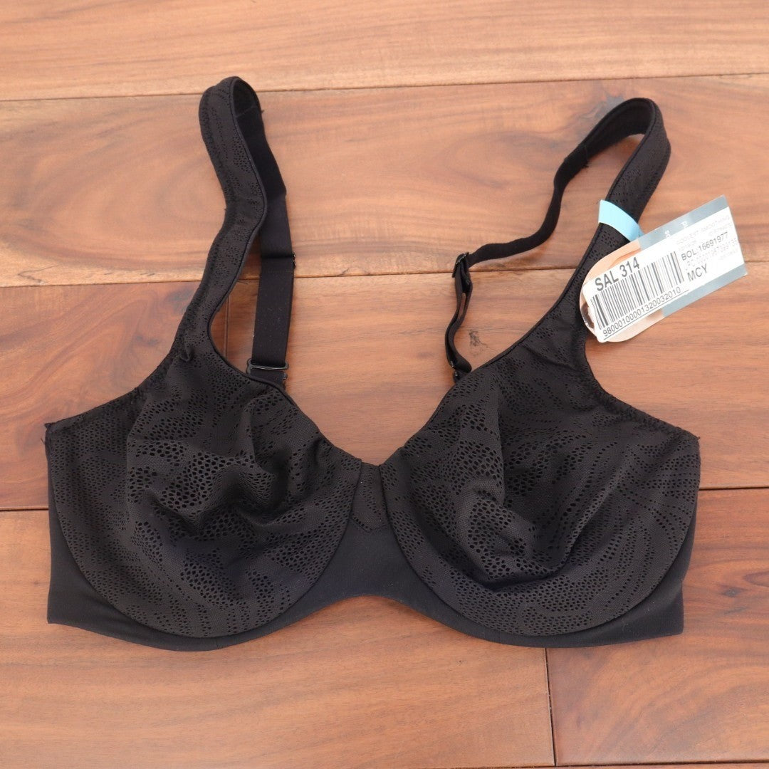 Bali Coolest Smoothing Minimizer Bra 34C Black Lace Underwire Adjustable Strap