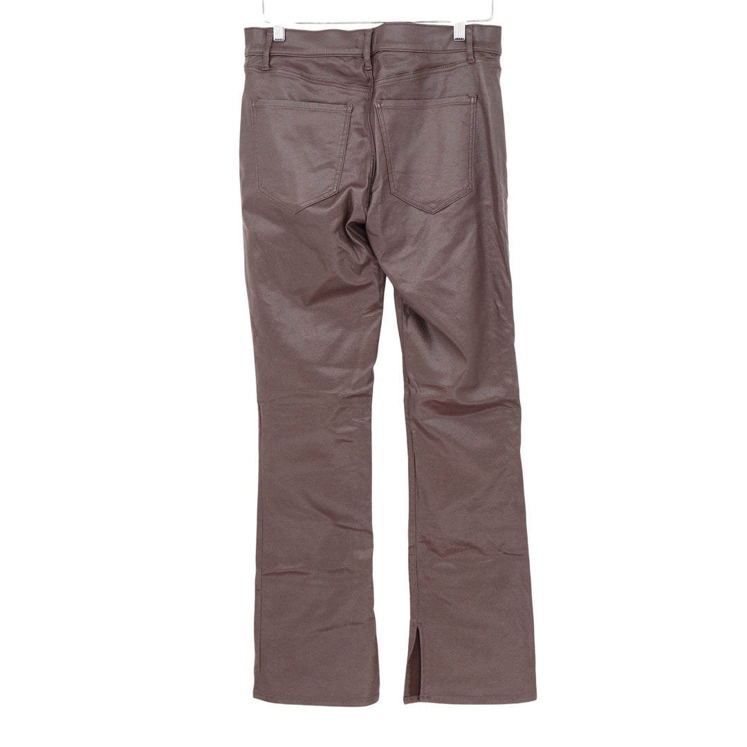 Express Skyscraper Mid Rise Brown Coated Split Hem Pants Womens 12R KLC4224