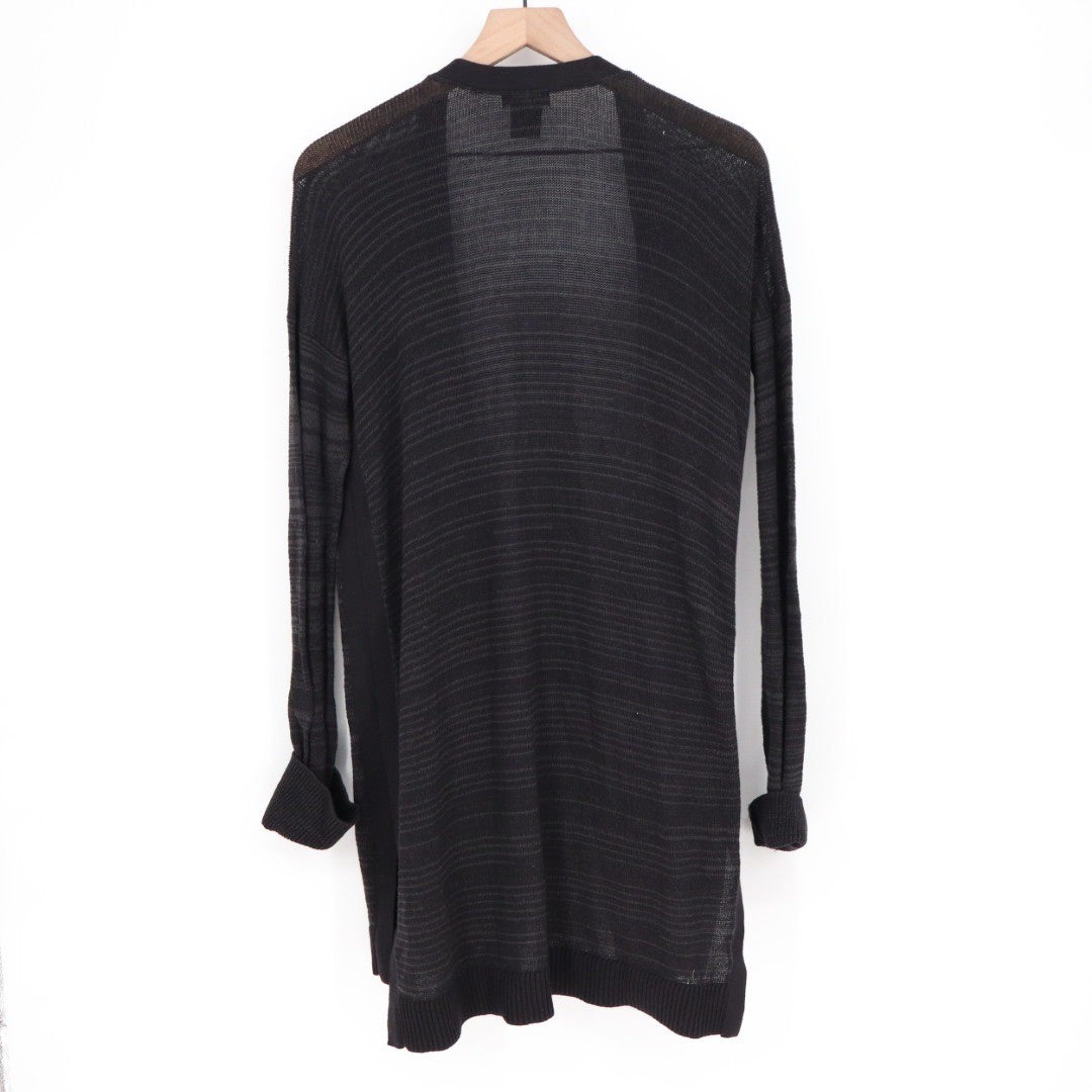 Calvin Klein Jeans Striped Open Front Cardigan Sweater Black Size M