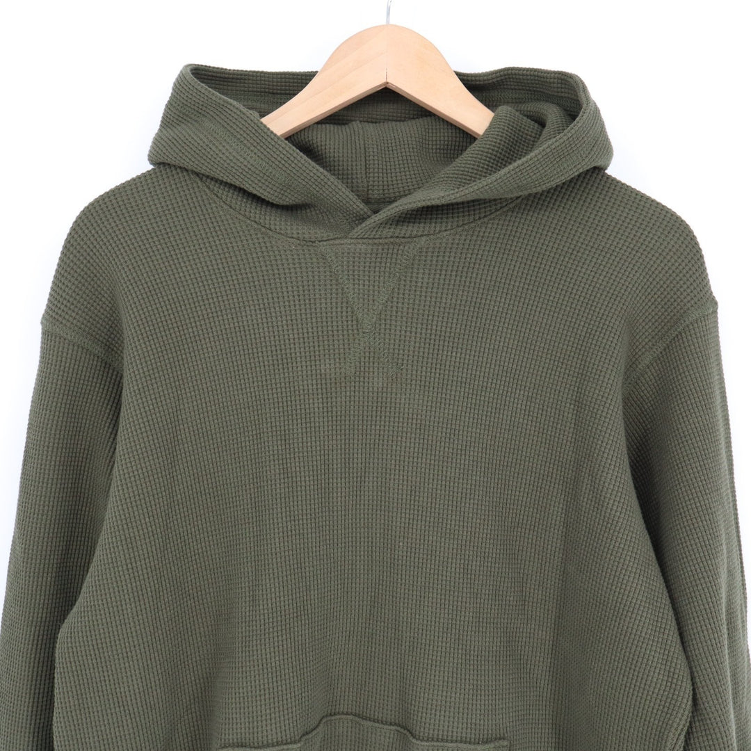 American Giant Summit Hoodie Mens M Green Cotton Waffle Knit Kangaroo Pocket