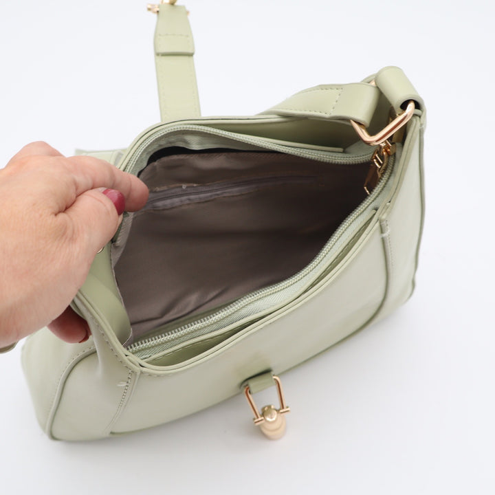 Unbranded Shoulder Bag Womens Medium Hobo Sage Green Gold Clasp Excellent