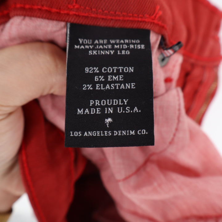 Los Angeles Denim Co. Jeans Womens 29 Red Cotton Stretch Raw Hem Skinny Leg