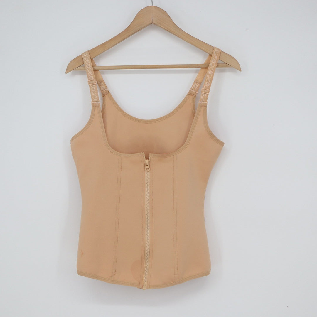 Womens Beige Compression Shapewear Tank Top Back Zipper Tummy Control XL