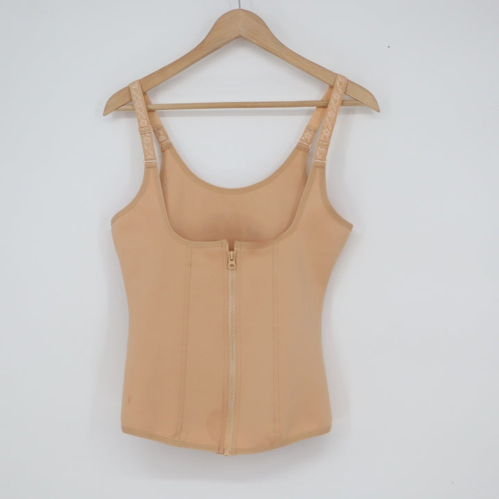 Womens Beige Compression Shapewear Tank Top Back Zipper Tummy Control XL