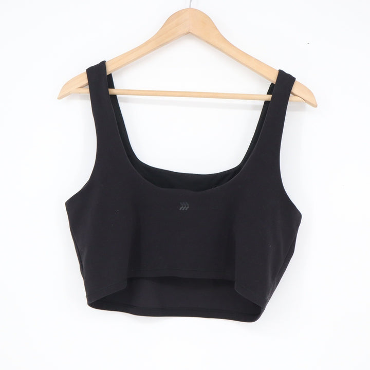 All In Motion Womens XL Black Cropped Tank Top Square Neck Activewear Sporty