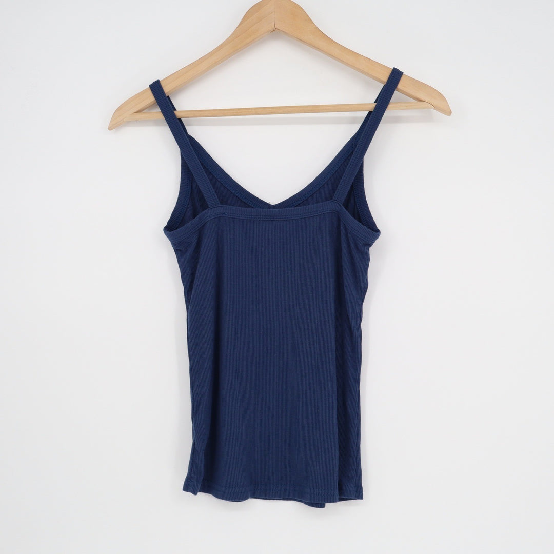 Navy Blue Ribbed V-Neck Camisole Tank Top Style 970 Womens Size Small