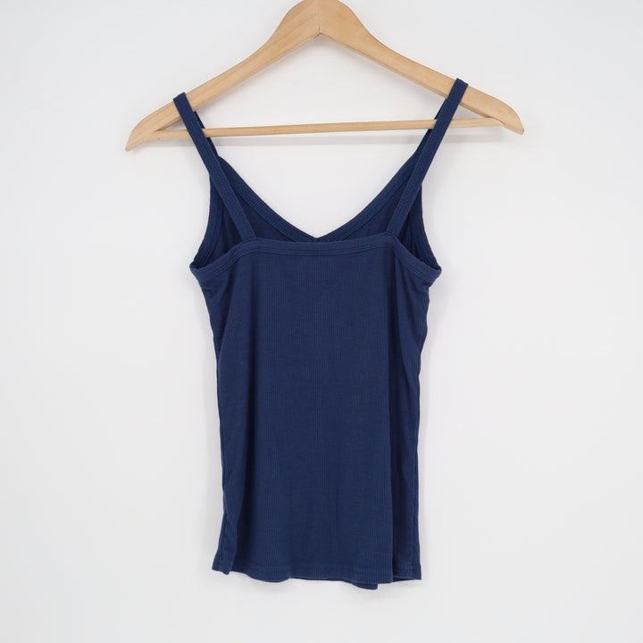 Navy Blue Ribbed V-Neck Camisole Tank Top Style 970 Womens Size Small