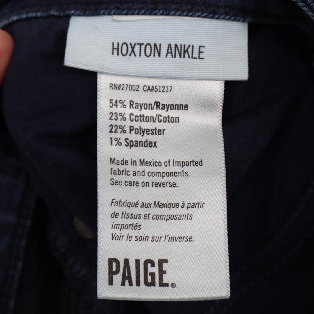 Paige Hoxton Ankle High Rise Skinny Jeans Dark Blue Indigo Size 26 RN27002