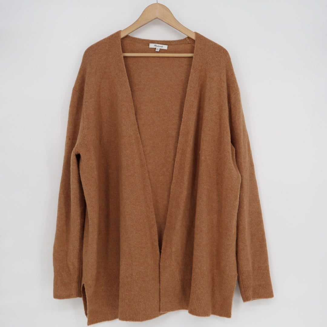 Madewell Womens XL Open Front Cardigan Sweater Camel Brown Merino Wool Alpaca