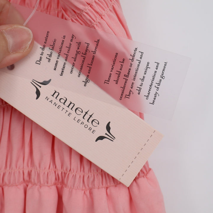 Nanette Lepore Fit & Flare Dress Womens 12 Pink Smocked Pleated Square Neck