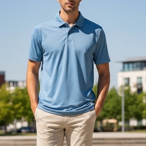 32 Degrees Cool Mens Blue Striped Short Sleeve Polo Shirt Size M