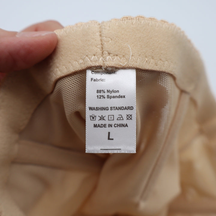 KLVEE High Waist Shapewear Shorts Nude Beige Compression Tummy Control Large