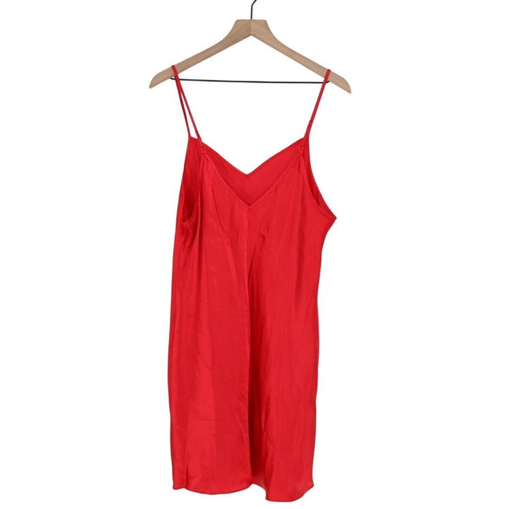 Linea Donatella Slip Dress Womens XL Crimson V-Neck Spaghetti Adjustable Strap