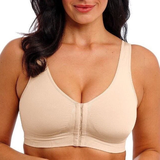Wacoal B-Smooth Front Close Bralette Bra Womens 38 Nude Nylon Stretch Wirefree
